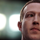 A close up shot of Zuckerberg looking not so happy.